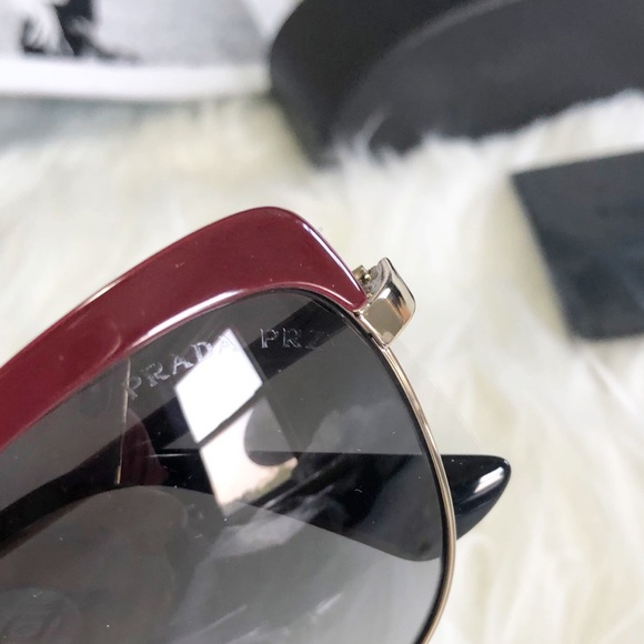 NWT Prada Square Catwalk Sunglasses Gold/Burgundy - Picture 7 of 8